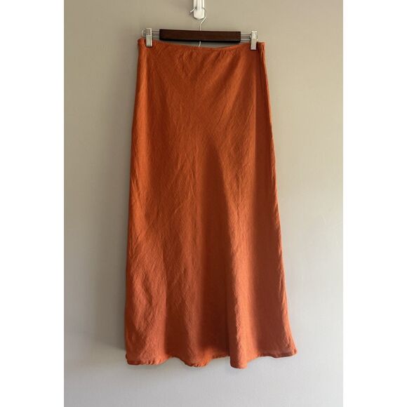 Eileen Fisher Dresses & Skirts - Eileen Fisher Linen Blend Maxi Skirt Burnt Orange Lagenlook Minimalist Boho Med